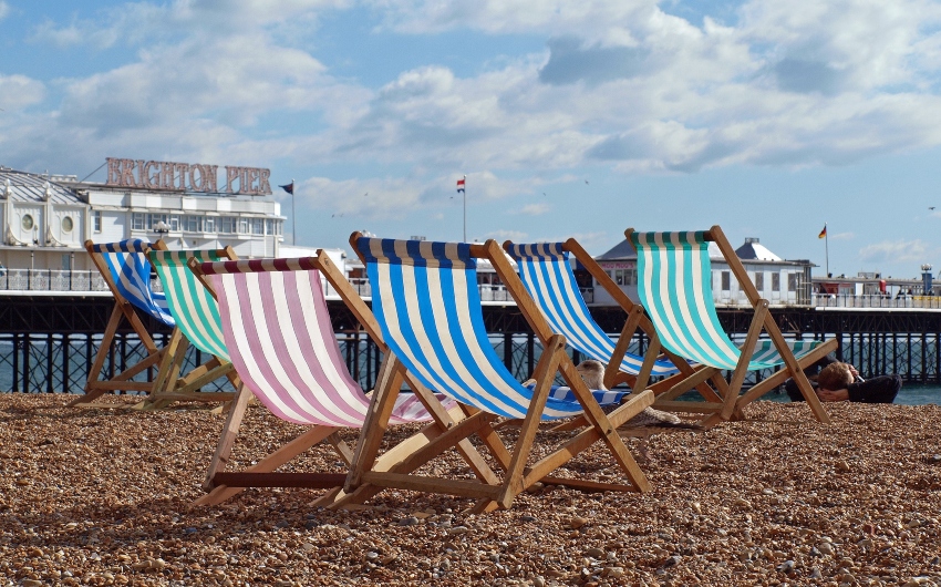 Brighton sun loungers on beach