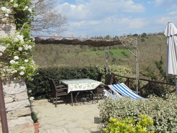 Private terrace at the Wine Cellar at the Umbrian Country Cottages