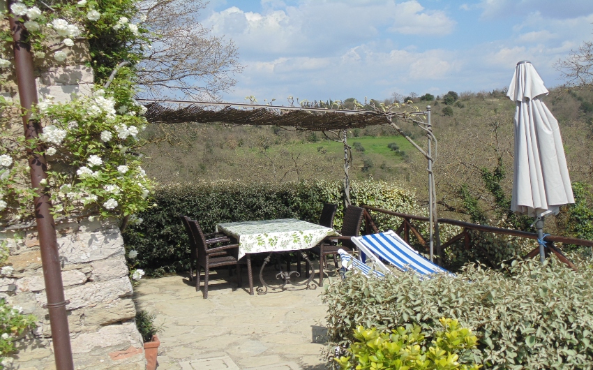 Private terrace at the Wine Cellar at the Umbrian Country Cottages