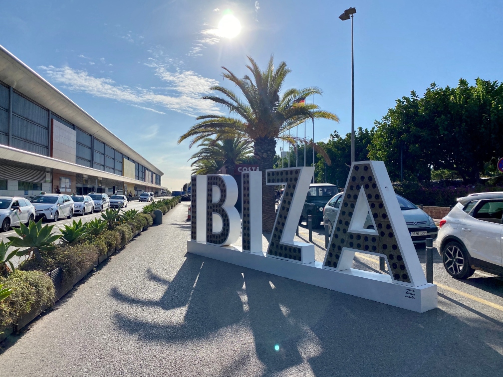 Ibiza sign at the airport