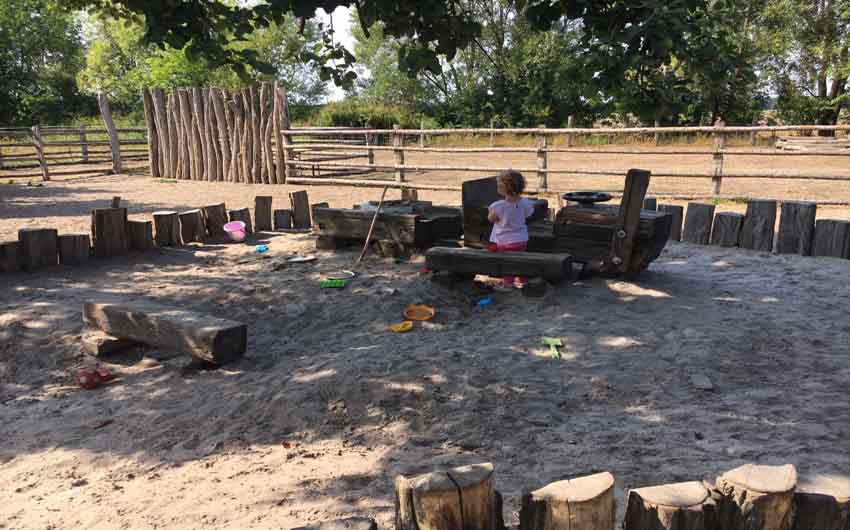 German Farmhouse Sand Pit with The Little Voyager