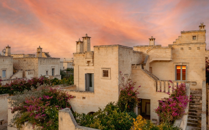 Exterior view of Borgo Egnazia at sunset