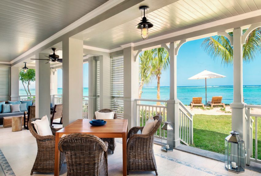 Terrace of hotel room with ocean view
