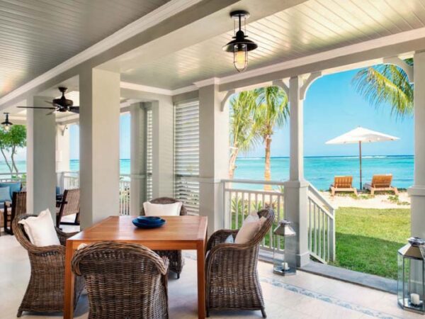 St Regis Resort in the Mauritius terrace with The Little Voyager