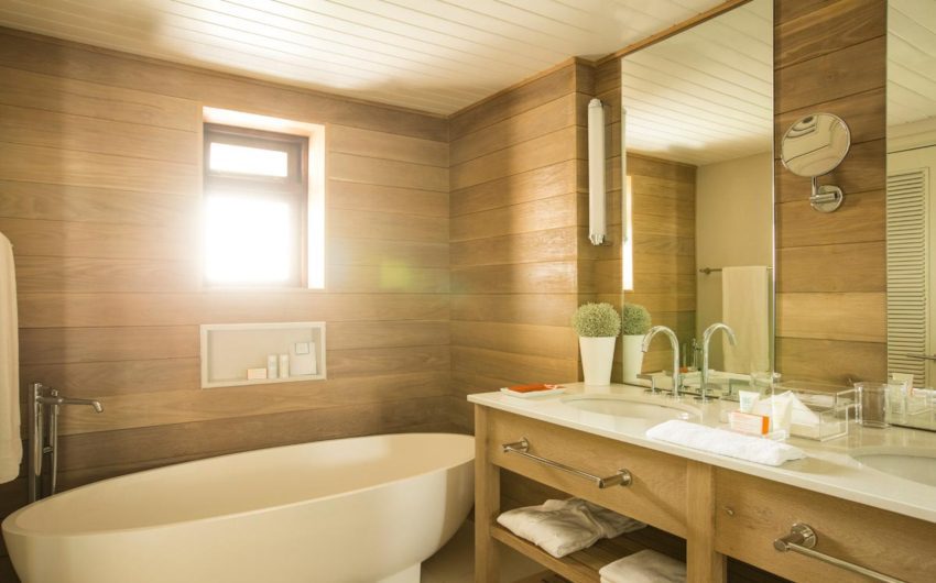 Sink and bathtub in hotel room