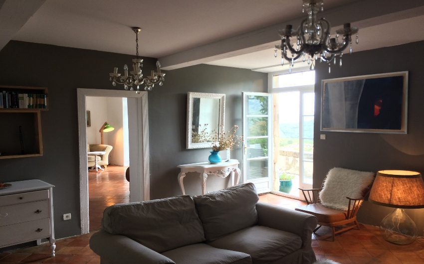 Living room inside the main farmhouse at the French Gites