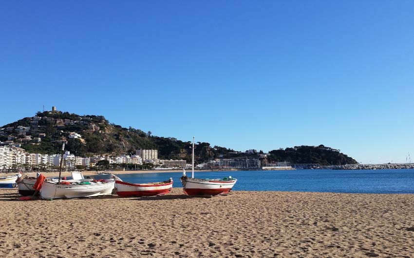 Girona Beach near Hotel Camiral with The Little Voyager