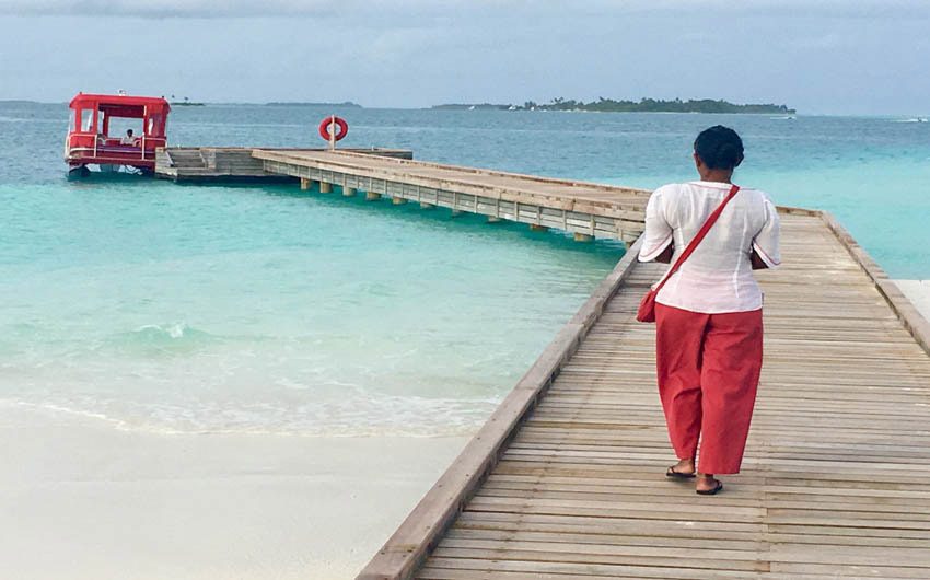 Niyama Private Islands Landing Pier with The Little Voyager