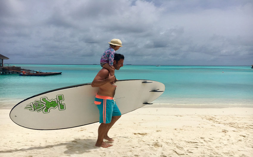 Niyama Private Islands Surf Boards with The Little Voyager