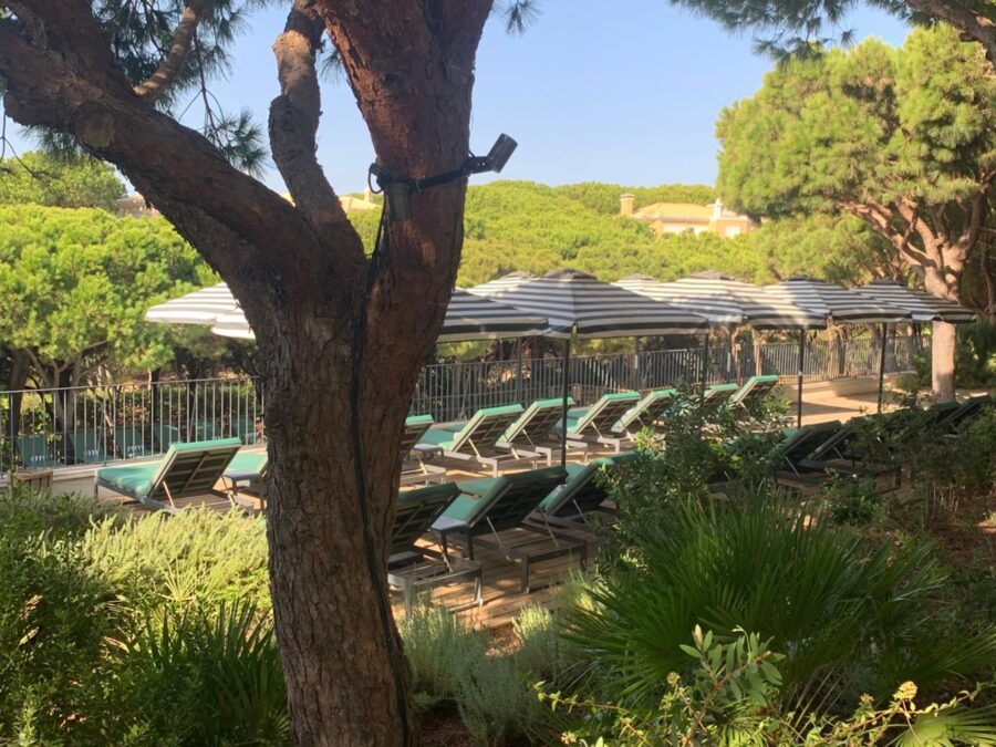 Seating area by the pool at the Algarvian Boutique Hotel 