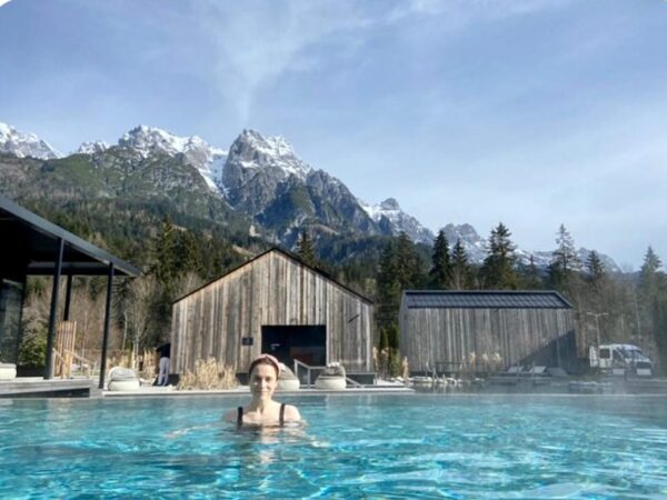 outdoor swimming pool at Hotel Forsthofgut