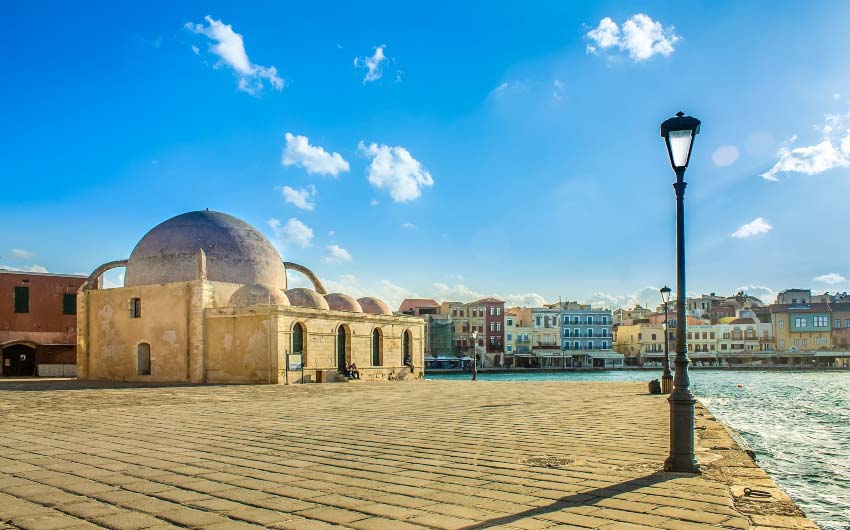 View of Crete's Old Town with The Little Voyager