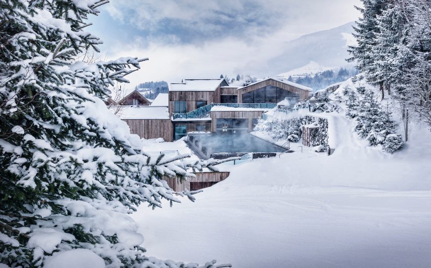 Hotel Forsthofgut exterior view of the Spa in winter