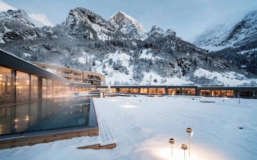 External view from the South Tyrolean Nature Resort in winter