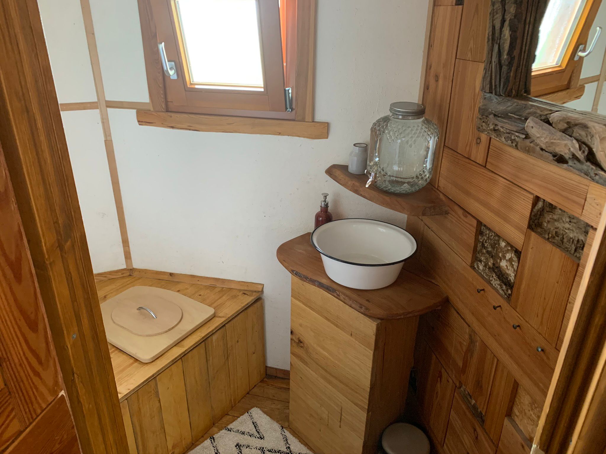 Toilet inside a treehouse at the German Treehouses