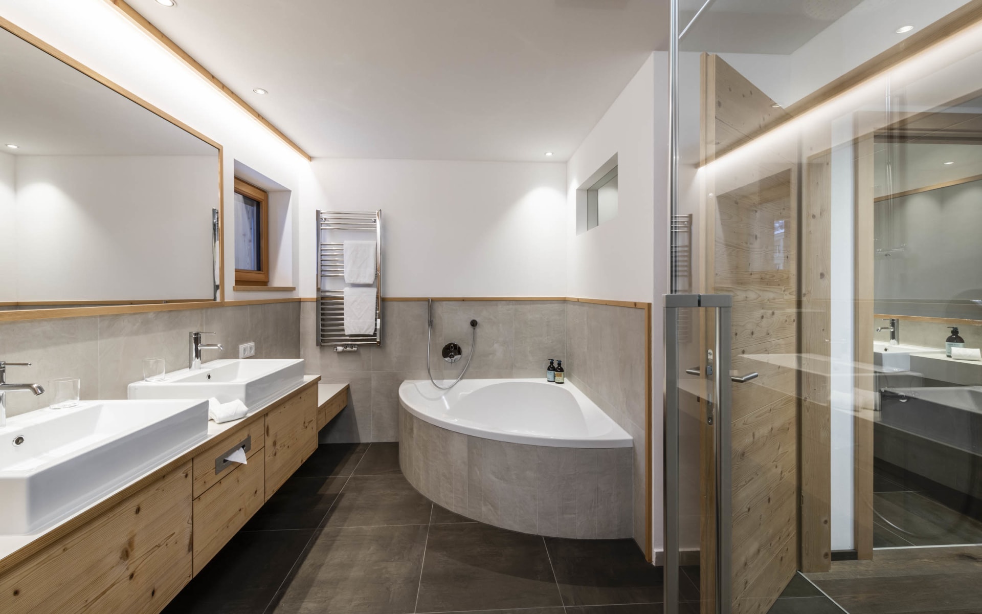 Bathroom inside Chalet at the South Tyrolean Nature Resort