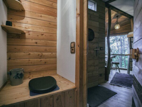 Toilet inside a treehouse at the German Treehouses