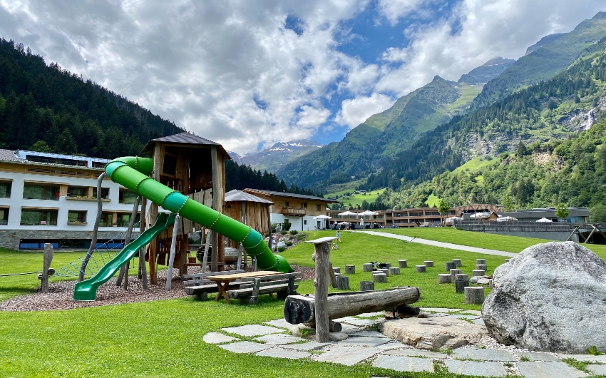 Outdoor area with Playground at the South Tyrolean Nature Resort