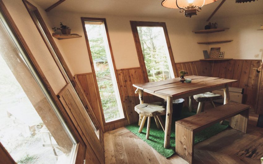 Sitting area inside a treehouse at the German Treehouses