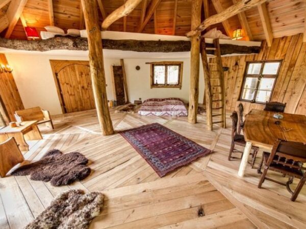 Instide a tree house at the German Tree Houses