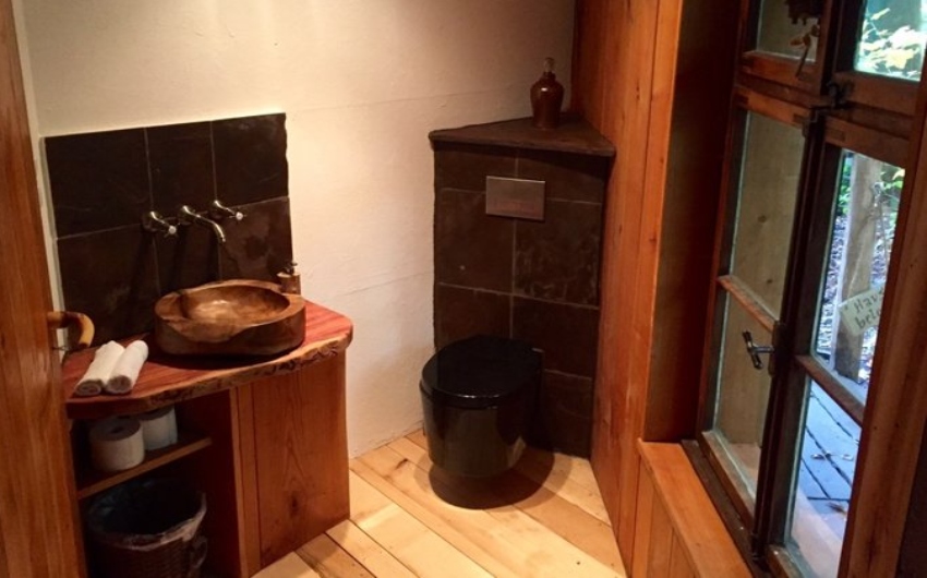 Toilet inside treehouse at the German Treenhouses