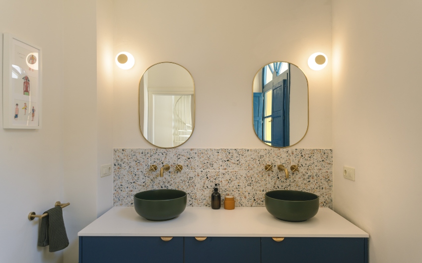 Costa Brava Pool House bathroom with double sinks