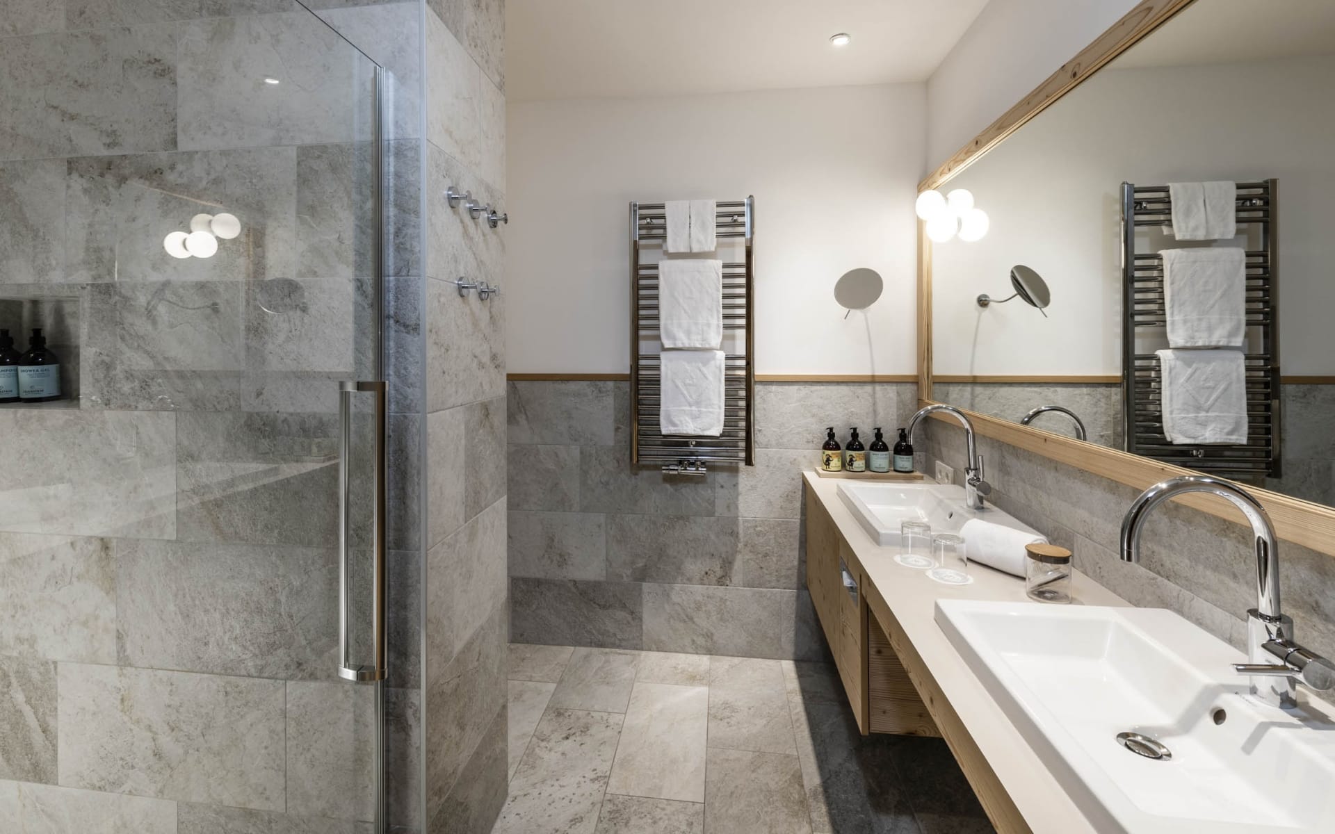 Bathroom inside double room at South Tyrolean Nature Resort