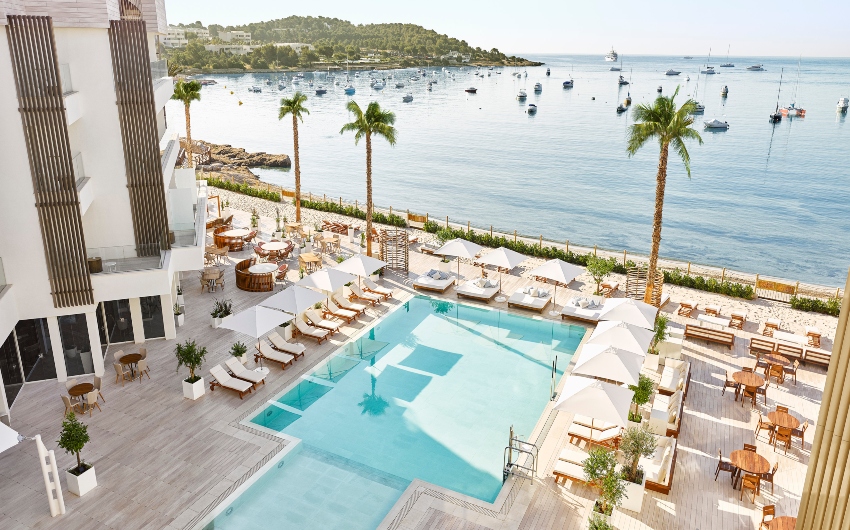Aerial view of pool at Nobu Hotel Ibiza Bay