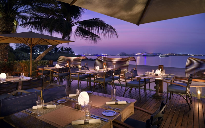 Restaurant at sunset at the One&Only Roya Mirage