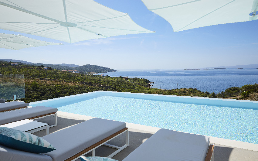 Villa with private pool and sea view at The Halkidiki Seafront Palace