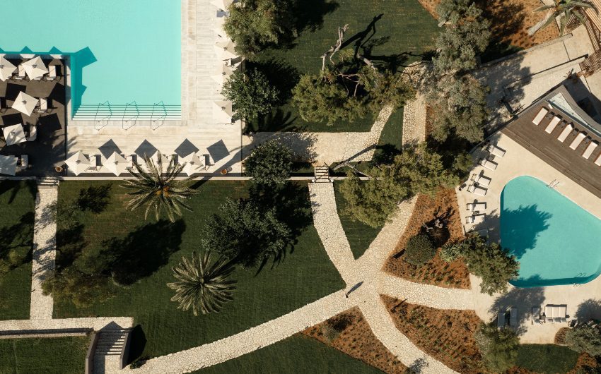 Domes of Corfu aerial view of the pool