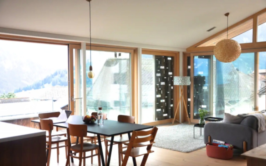 living area of swiss mountain apartment