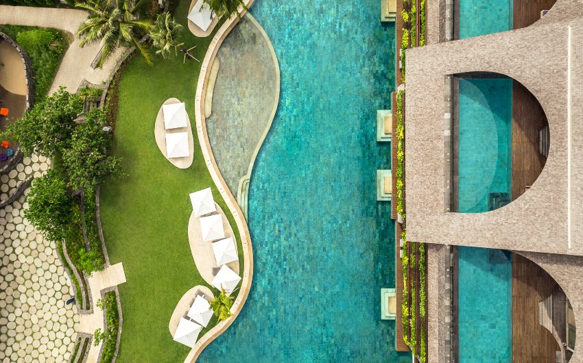 aerial view of lagoon poll