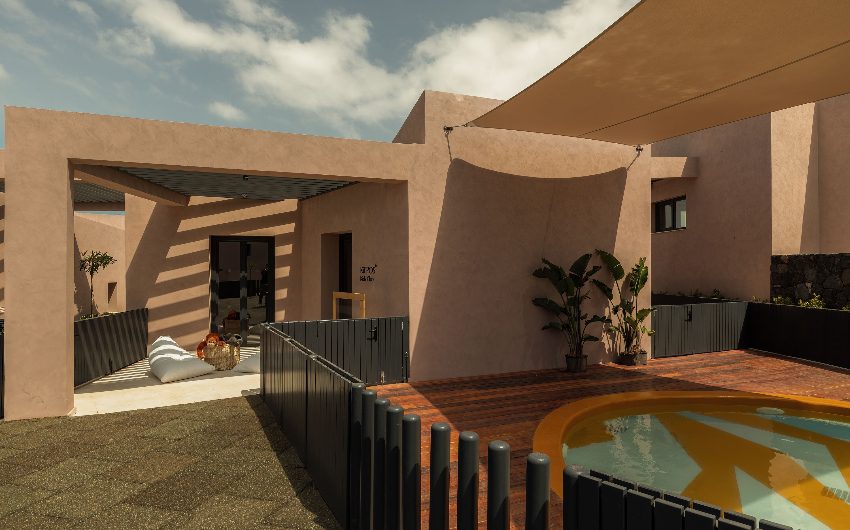 terrace and pool area