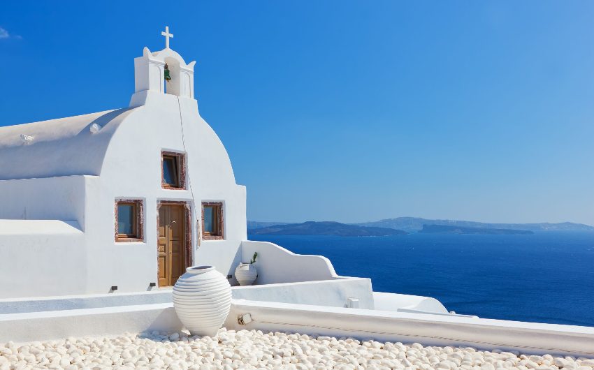 Santorini whitewashed church