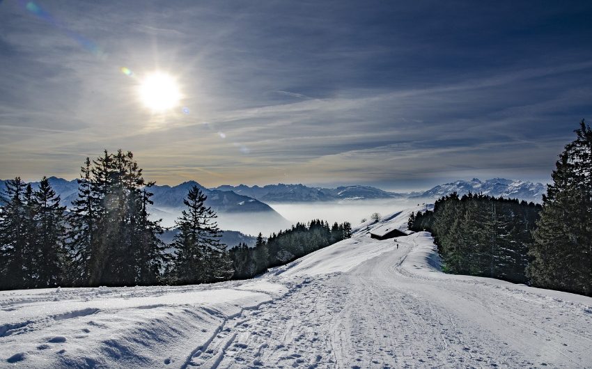 Snowy landscape in the Vorarlberg region in Austria