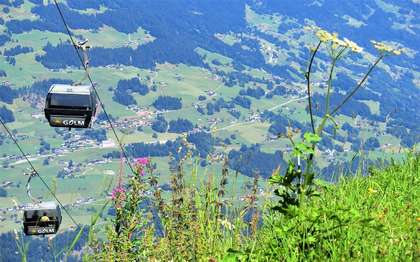 Cable car going up Golm mountain