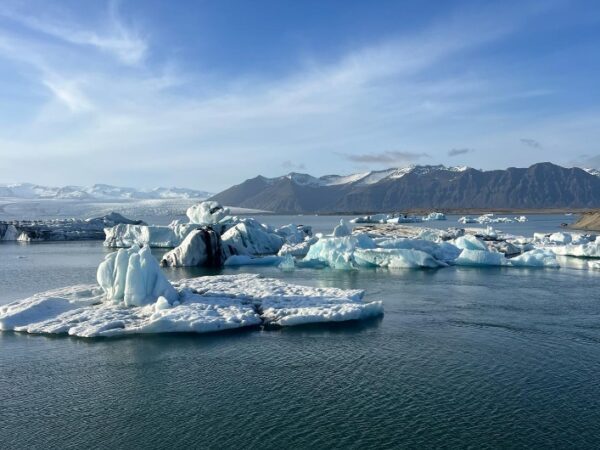 a photograph of a family holiday in Iceland of icebergs