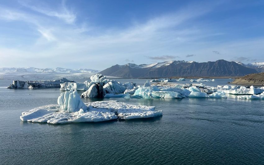 a photograph of a family holiday in Iceland of icebergs