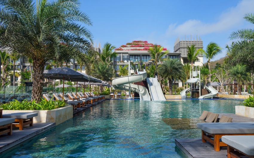 Kids Pool with slide at the Apurva Kempinski Resort Bali