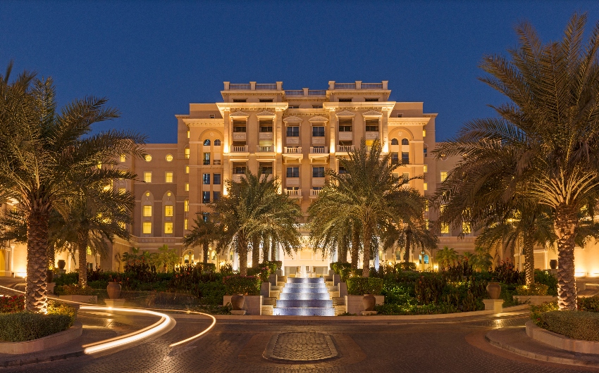 External night view of the Westin Dubai Mina Seyahi Beach Resort & Marina