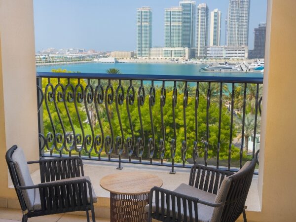 Deluxe Room balcony at the Westin Dubai Mina Seyahi Beach Resort & Marina